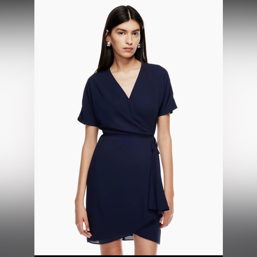 NWT BABATON ARITZIA Wallace Wrap Dress in Pure Indigo (Navy)